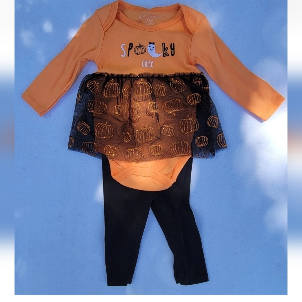 Chick Pea‎ Spooky Cute Halloween Two Piece Outfit Size 3-6 M